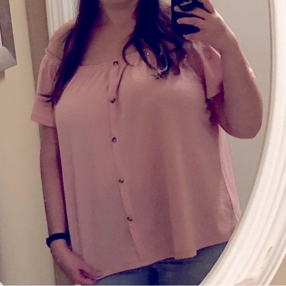 Popsugar Off the Shoulder Pink Top